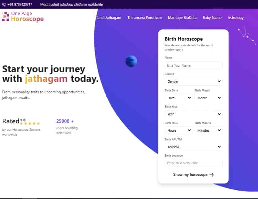 onepage horoscope 12 houses