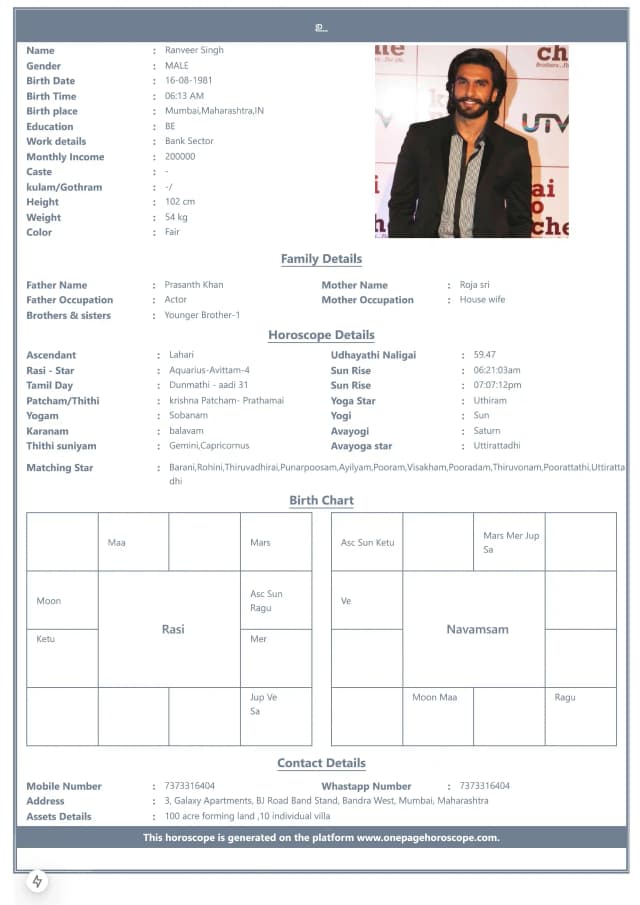 sample bio data template 6